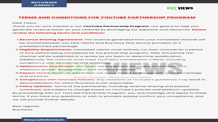Terms and Conditions for YouTube Partnership Program